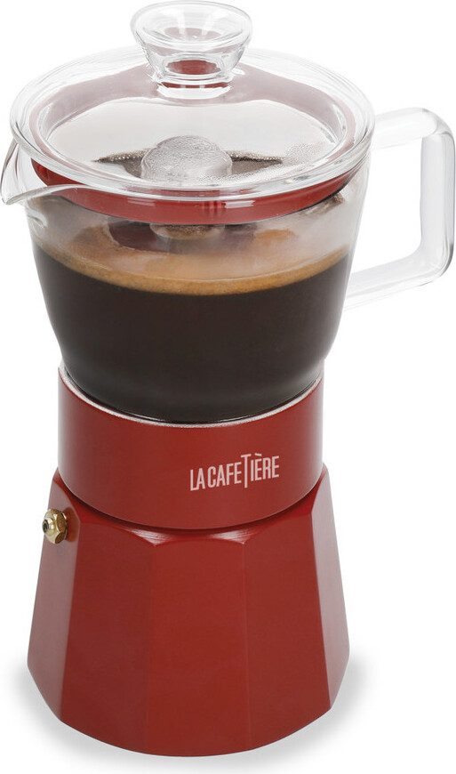 Espressomaschine, 6 Tassen, 0,29 L, Edelstahl, Glas, Rot - La Cafetière | Verona