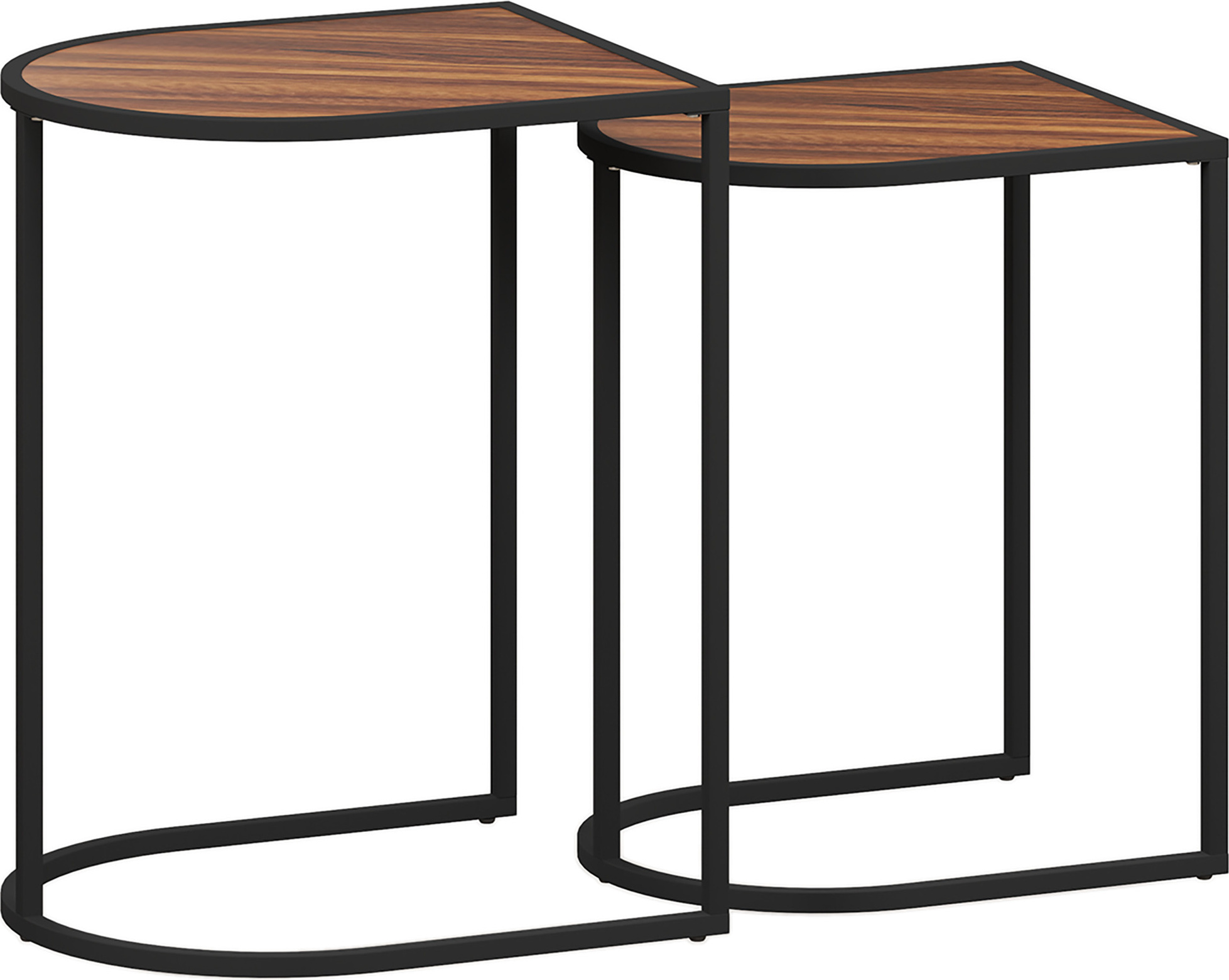youjia 2er-Set Couchtisch, Eckiger Beistelltisch, Kaffeetisch mit Stahlgestell, Sofatisch stapelbar, für Wohnzimmer, bis 20 kg Belastbar, Braun+Schwarz
