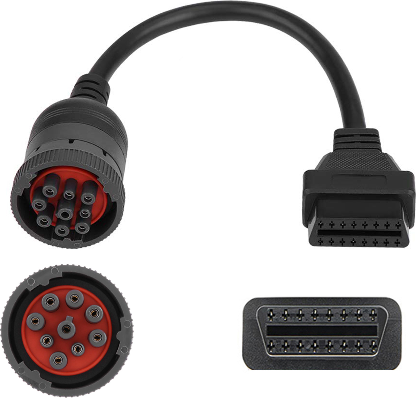 Bolwins F98C LKW J1939 9-Pin auf OBD2 16-Pin Diagnose Adapter Kabel – Truck Diagnosestecker für Nutzfahrzeuge