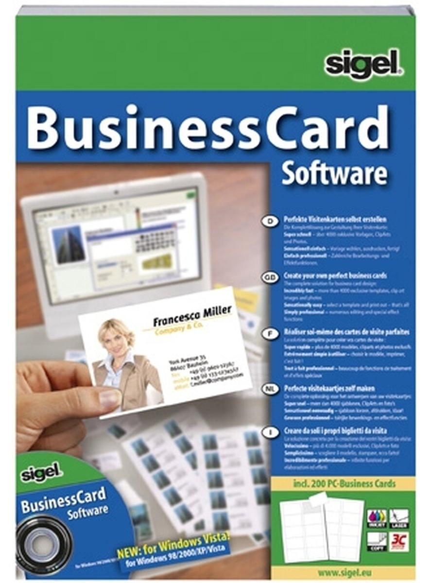 SIGEL SW670 BusinessCard Software,Gestaltungs-Software für Visitenkarten, Unter Windows 98SE/2000/ME/XP/Vista/7/8/10. D/GB/F/I/NL, 1 Packung