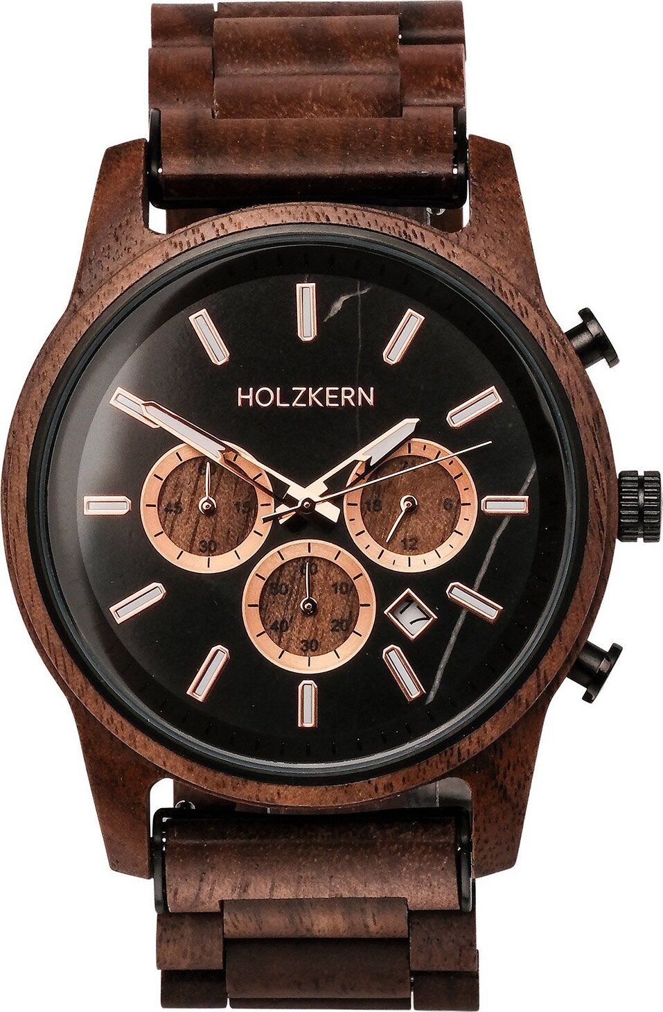 Holzkern pánske hodinky quartz chronograf bush mechanizmus orech/mramor