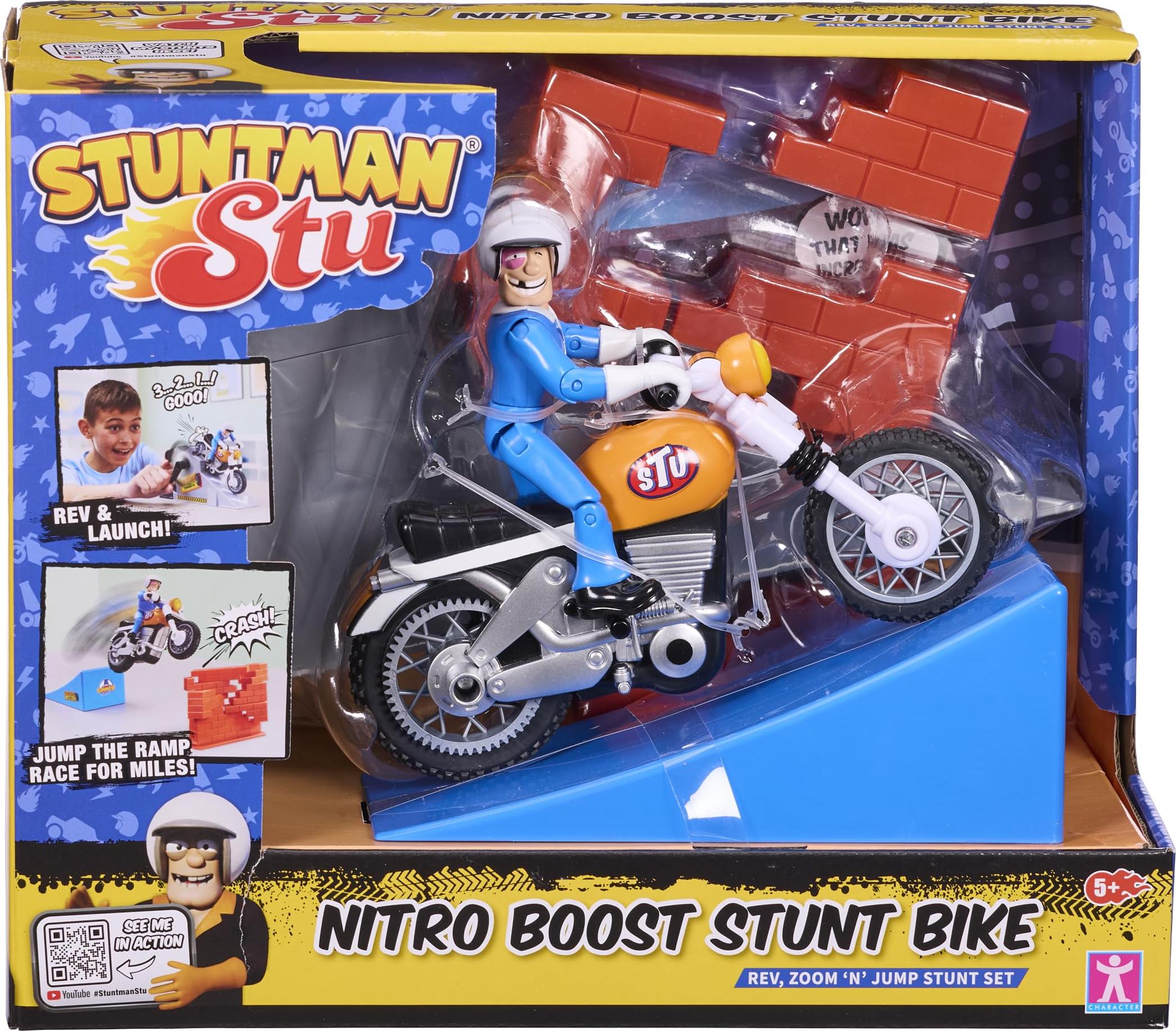 Character Options Stuntman Stu Nitro Boost Stunt Bike Rev und Zoom