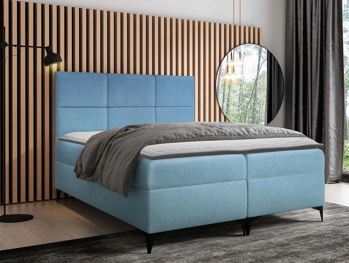 Americká manželská posteľ 180x200 NIEVE - modrá + topper ZDARMA