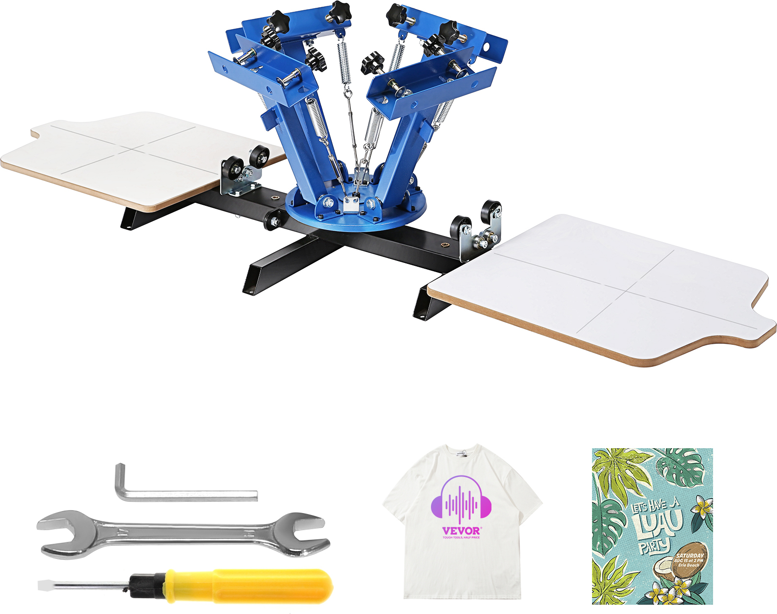 VEVOR 2 Stationen 4 Farben Siebdruckmaschine Siebdruck T-Shirt Textildruck DIY