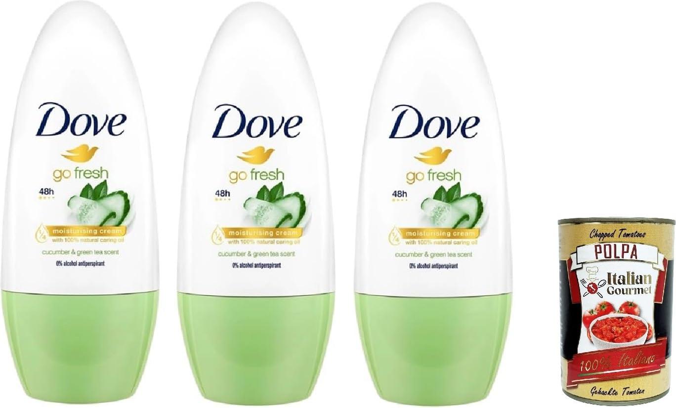Dove Go Fresh Frische Gurke und Grüner Tee Deodorante Roll-On,48h Schutz Deodorant 3x 50ml + Italian Gourmet polpa 400g 7Y-BQKE-6HH6