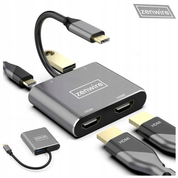 ADAPTÉROVÝ HUB Adaptér USB-C 4IN1 2x HDMI 4K USB Zenwire