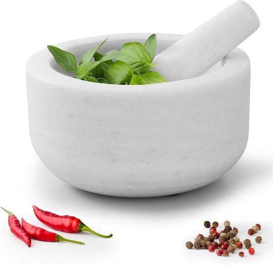 Famanu Marmor-Vielfalt mit Stößel - Ø 18 cm, ideal für Kräutermischungen, Pesto und Dips B0CZRPQMD6