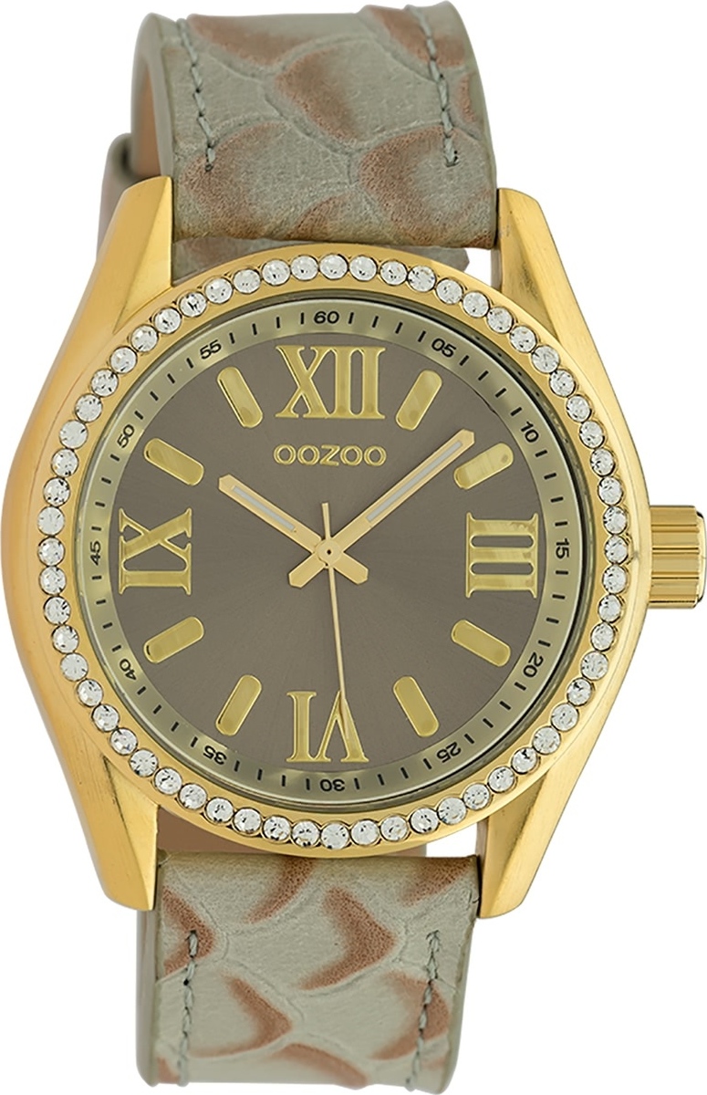 Oozoo Damen Armbanduhr Timepieces Analog Leder grau hellbraun UOC10272