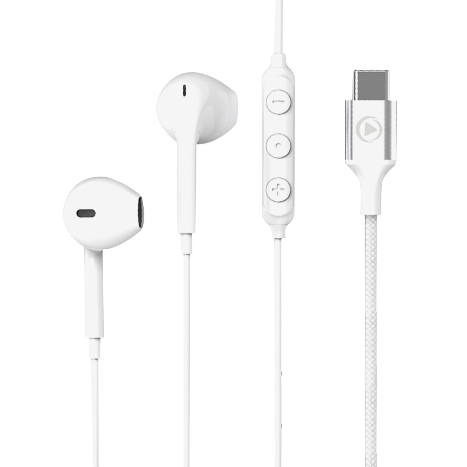 Káblové slúchadlá do uší Force Play Phone/Music USB Type C White