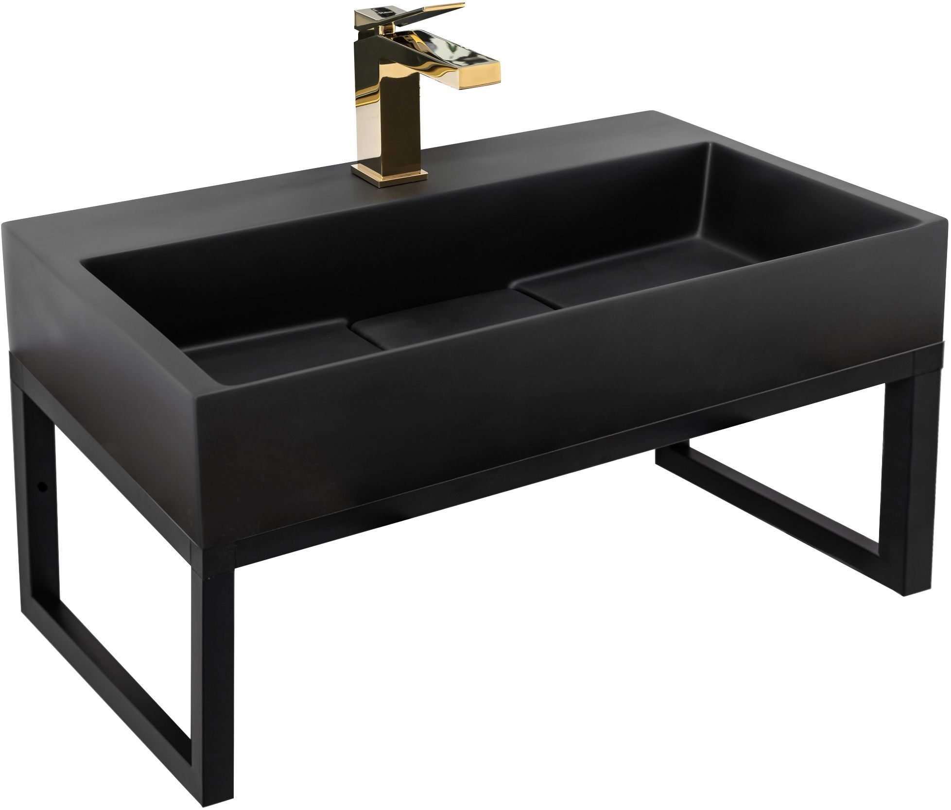 Konglomerat-Waschbecken Rea Goya 70 Rectangle Schwarz KPL-U8802