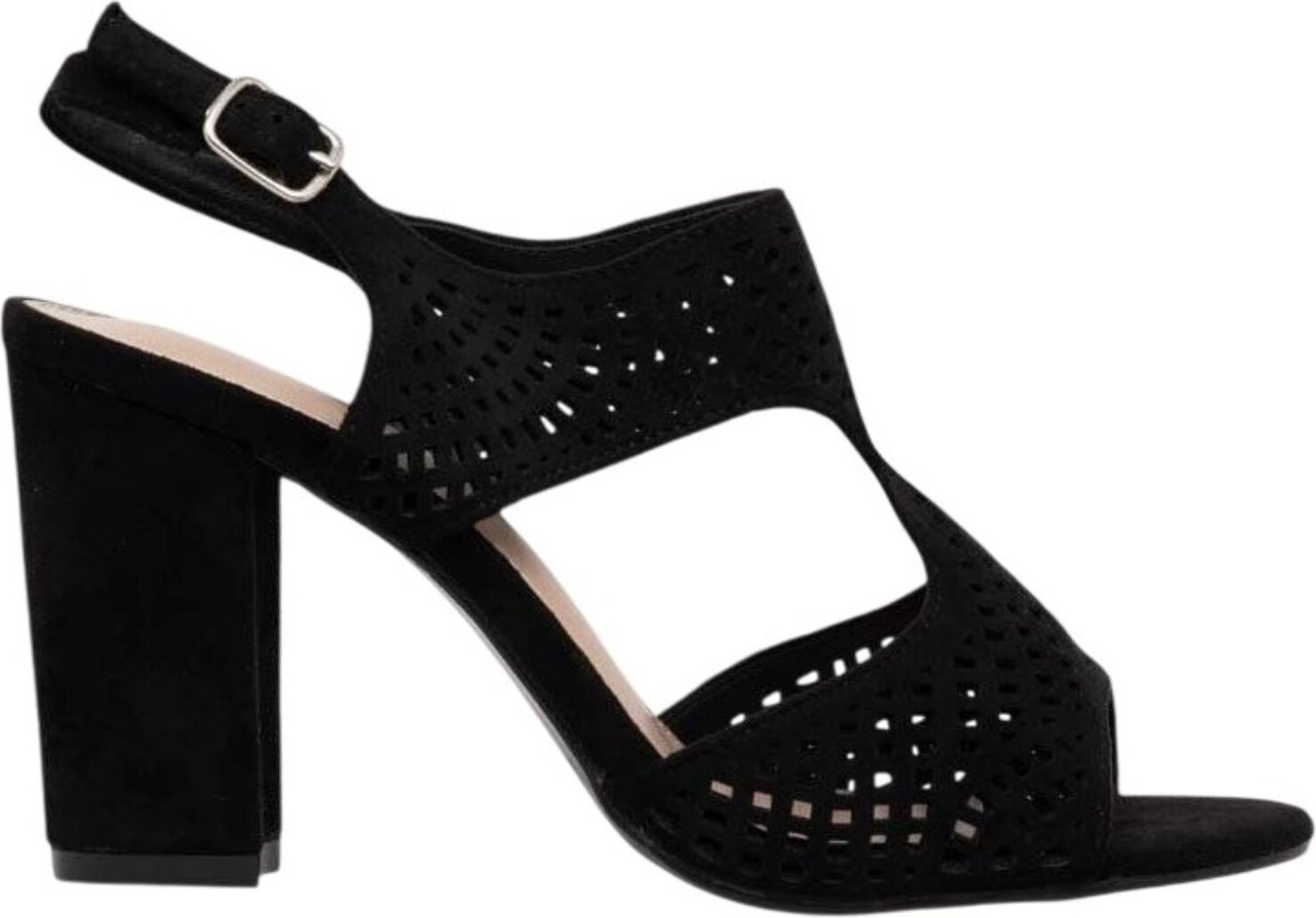 Permani Damen Durchbrochene Sandalen Elegante Blockabsatz High Heel Mali Schwarz Gr.38 H100BLACK