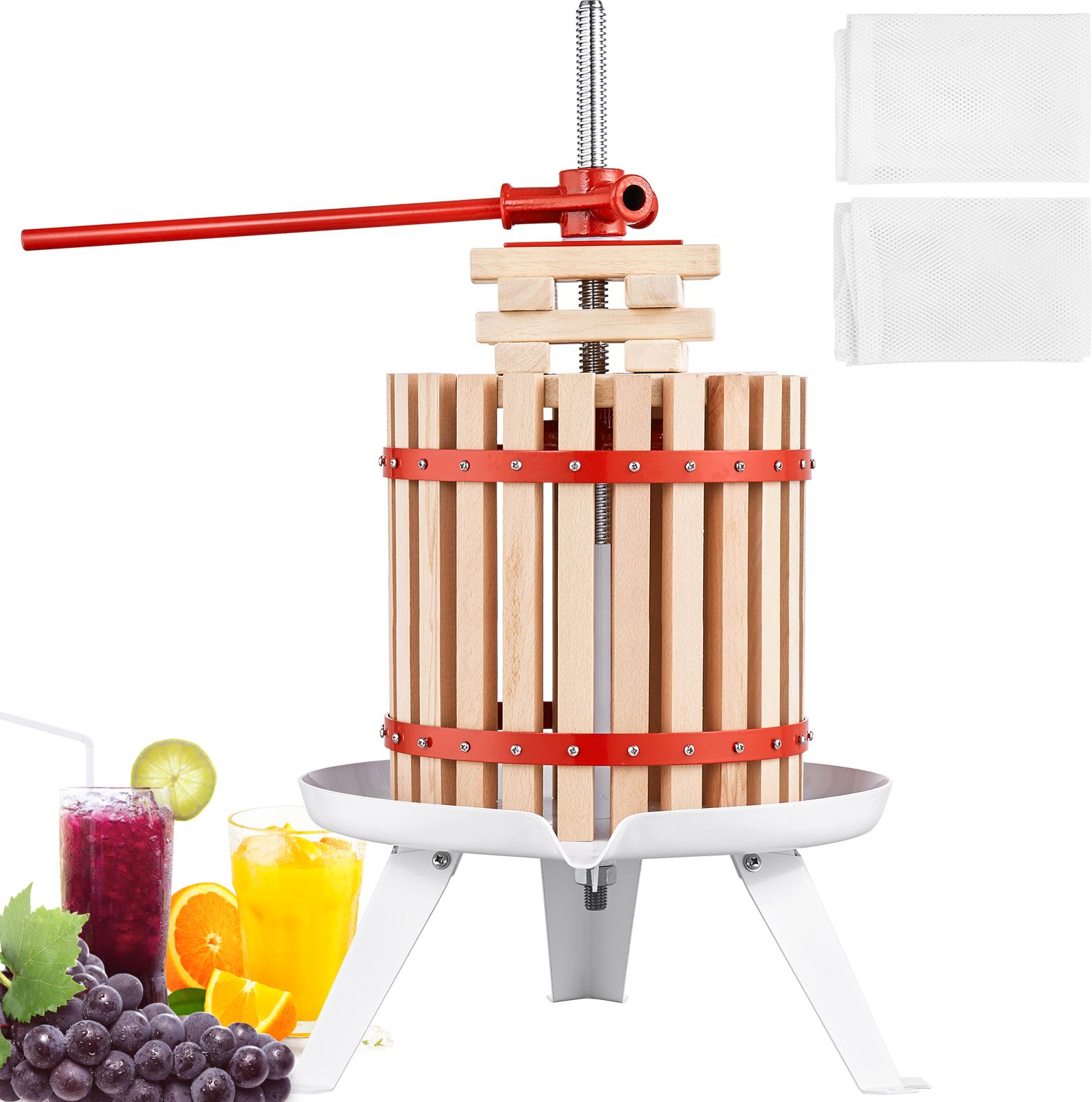 VEVOR 16,7 L Obstpresse Apfelpresse Fruchtpresse, Beerenpresse 40 x 40 x 20,5 cm Holzkorb Apfelpresse Entsafter Fruchtpresse Mechanische Zelkova-Holz Presse Geeignet für Saft Fruchtpüree usw. SC-W18L