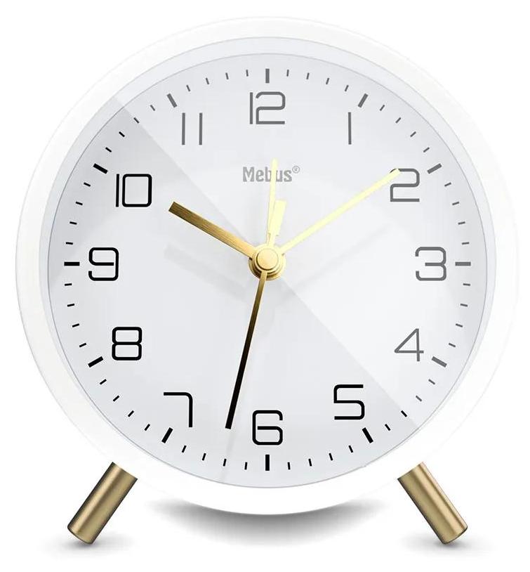 Mebus 56973 Weiß Quarzwecker Wanduhr mit Quarzgehäuse