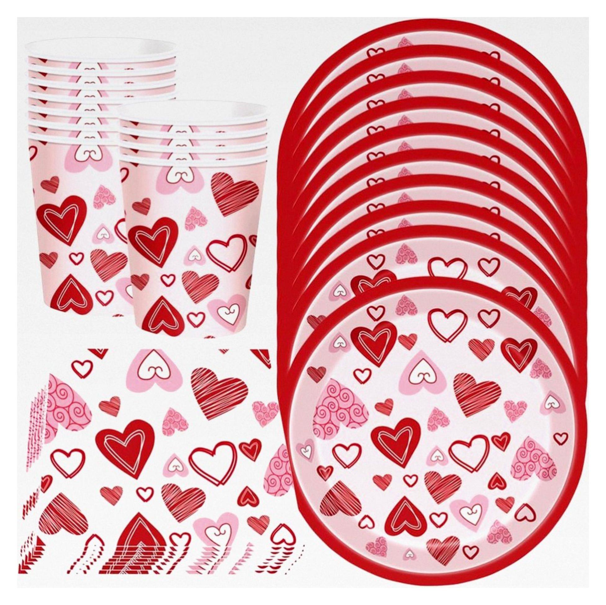 Markenlos Valentinstag Partygeschirr Set Herz für 24 Gäste