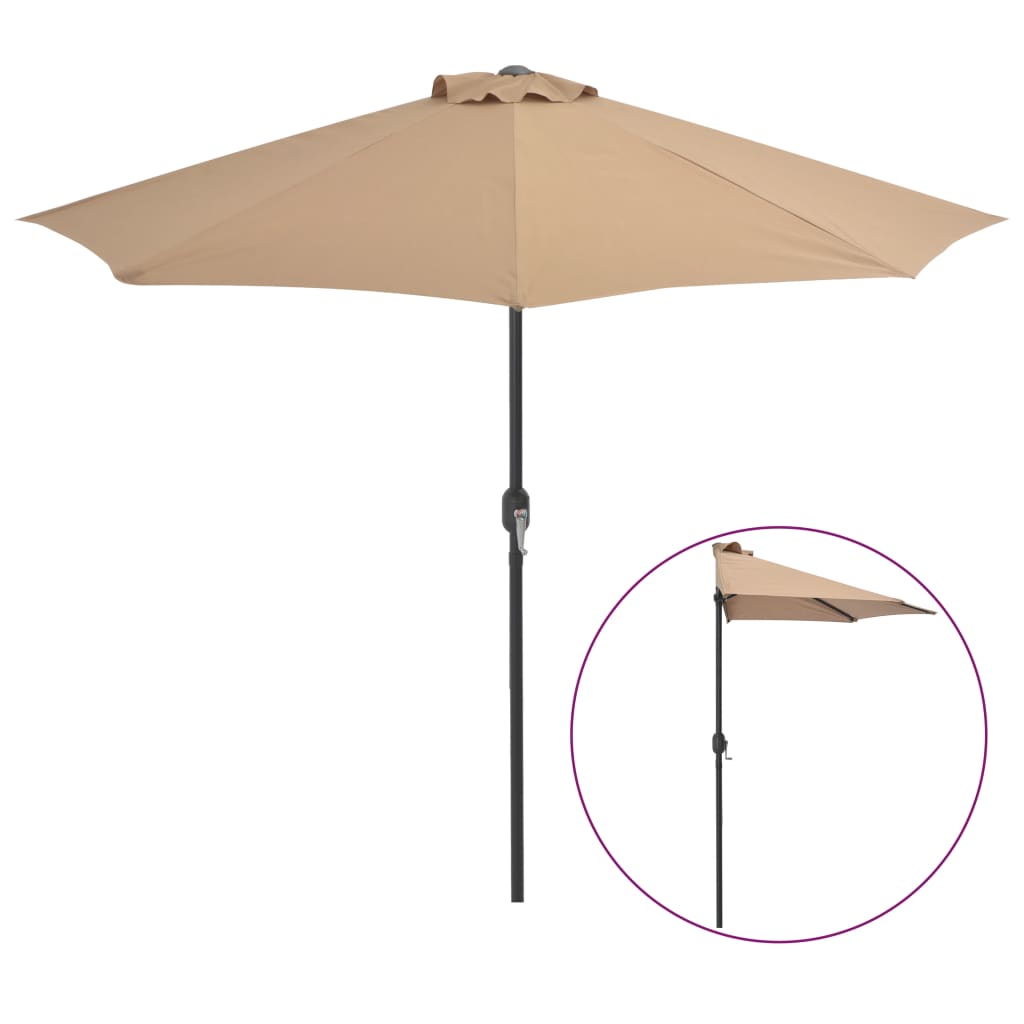 vidaXL Sonnenschirm Halbrund mit Mast Balkonschirm Terrassenschirm Gartenschirm Marktschirm Ampelschirm Strandschirm 180x90cm Anthrazit