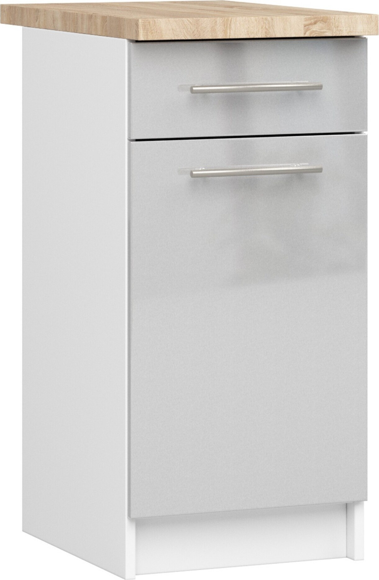 Küchenschrank AKORD OLIWIA S40 Weiß 40 cm Metallisch Glanz B40 x H85 x T46 cm KS0POLIBIAMETPOL004