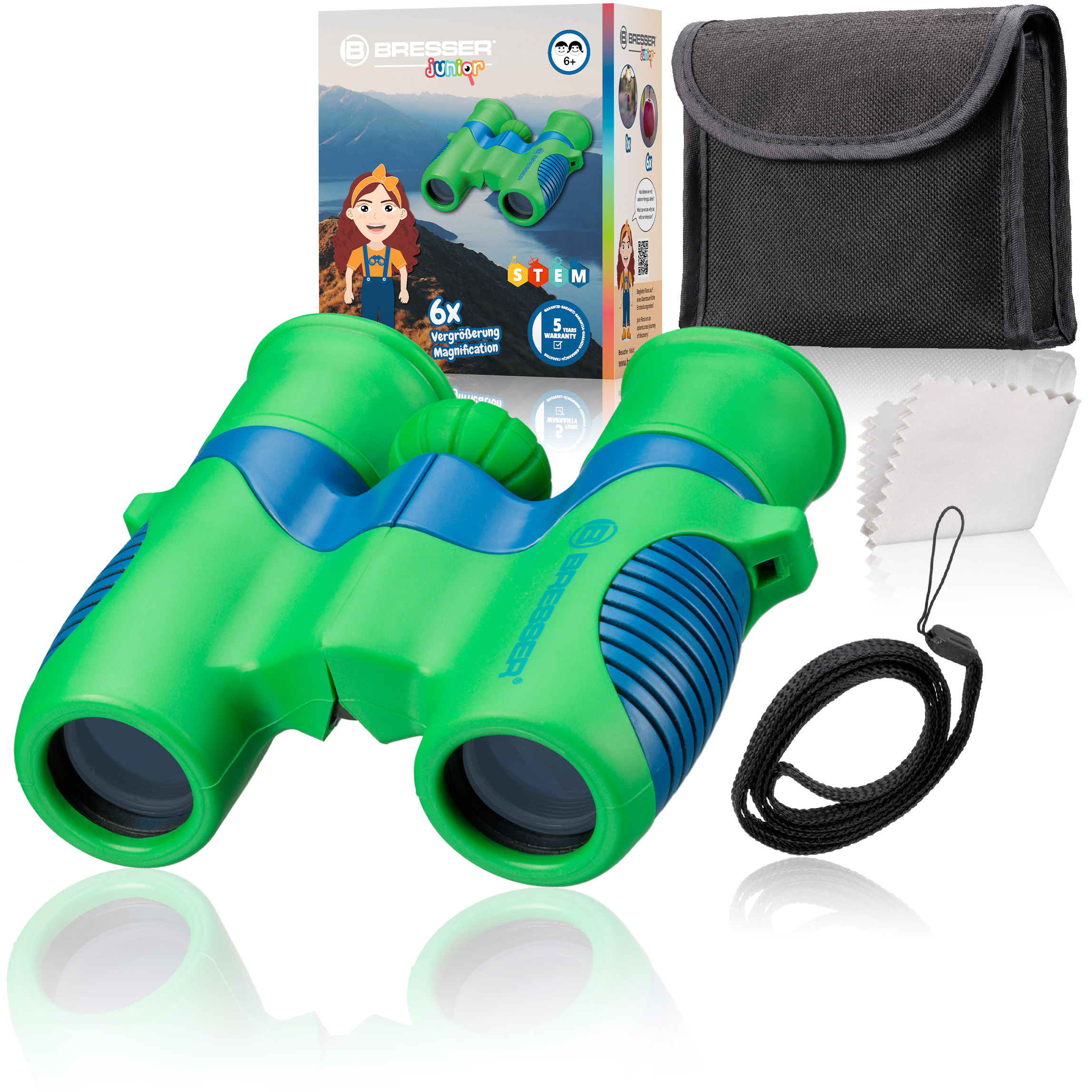 Monte Stivo Junior Jumelles Enfant 8x21 – Coffret Cadeau Avec Loupe, Boussole, Sacoche – Idéal Explorateurs De 4 à 12 Ans