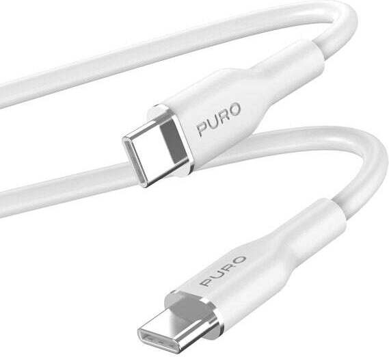 PURO ICON Soft Cable - kábel USB-C na USB-C 1,5 m (biely)