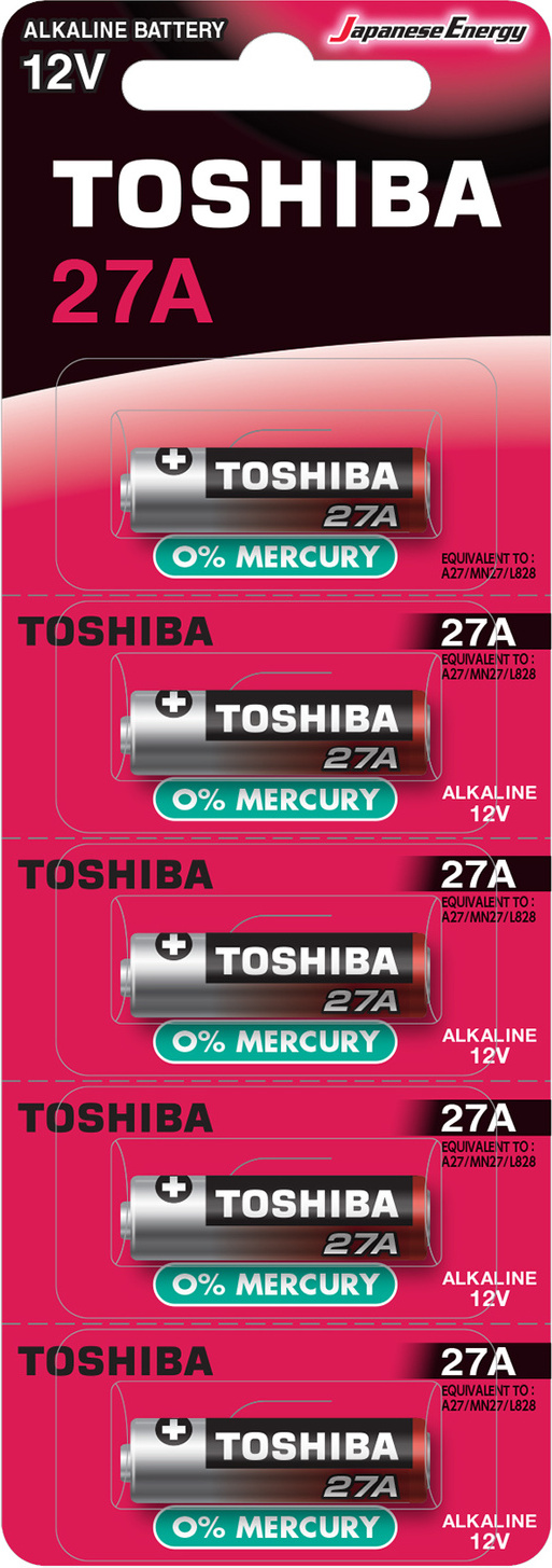 Alkalibatterie SPECIAL 27A 12V Blister mit 5 Stück. TOSHIBA TOSBAT0520