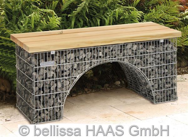 Gartenbank / Steinkorb Gabionen Bank Bogen bellissa 125x40x54cm 97133