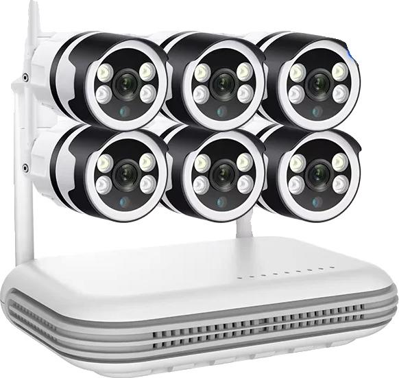 IP kamerový systém, rozlíšenie 5MP, obojsmerný zvuk, 8CH a 6 kusov 3MP kamier, bez, zástrčka EÚ