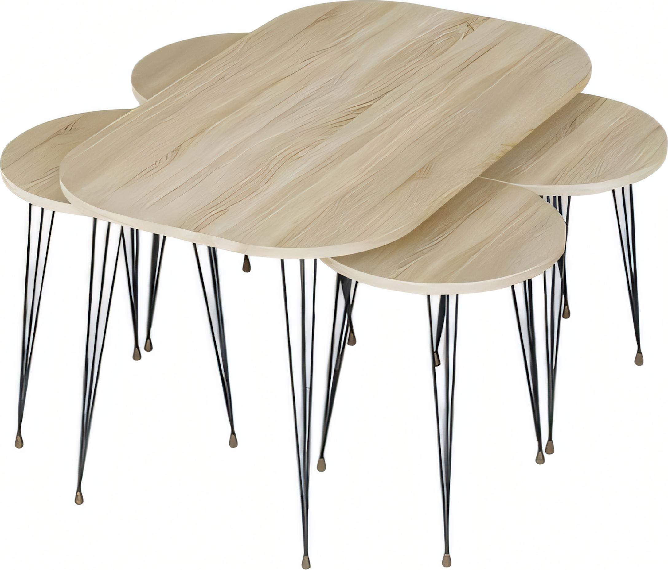 AEA Moderner Holz-Couchtisch mit Beistelltischen in Braun