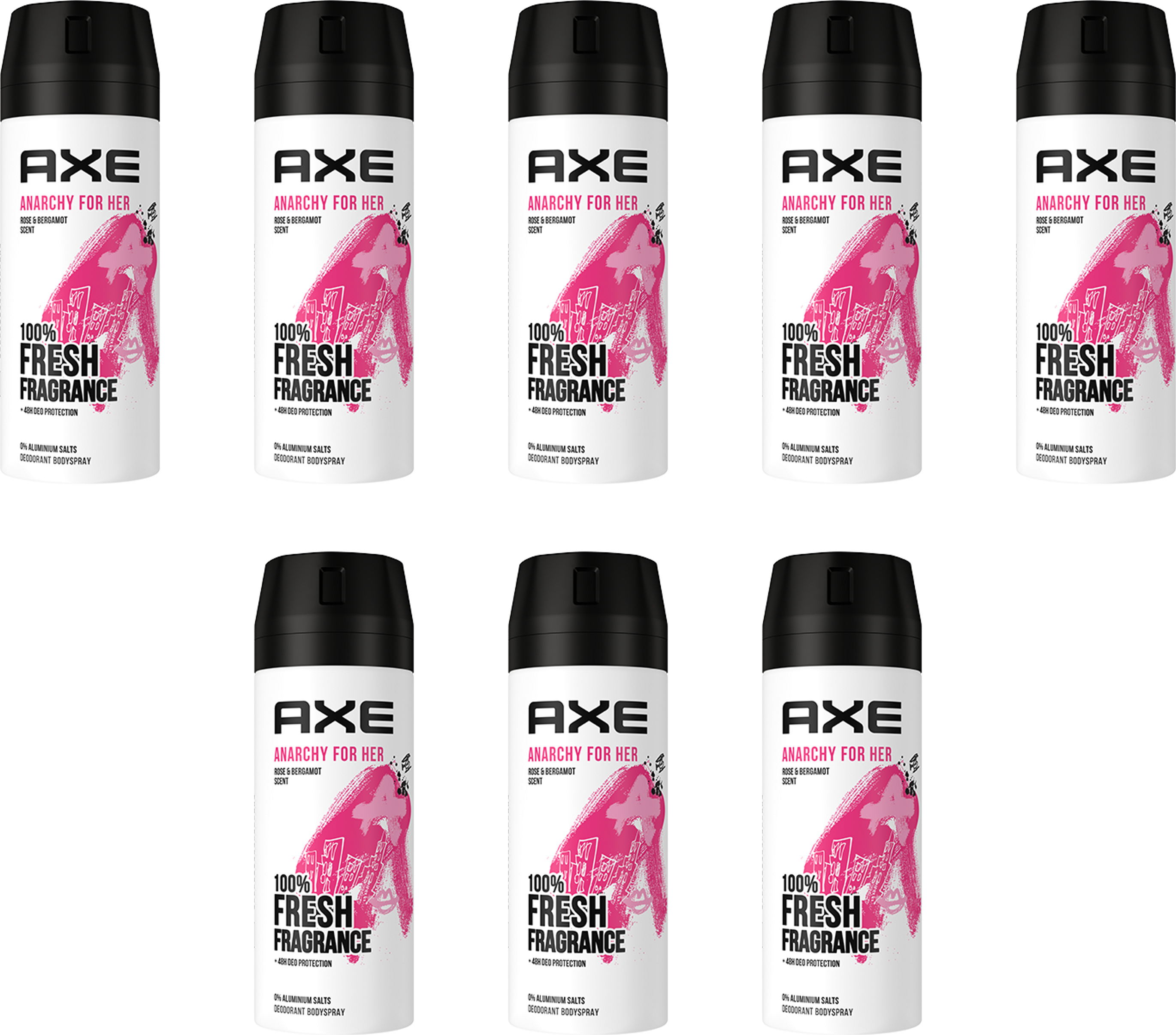 AXE Bodyspray Anarchy for Her Deo Deospray ohne Aluminiumsalze 8x 150ml Frauen Damen Deodorant mit 48 Stunden Schutz 8717163640746