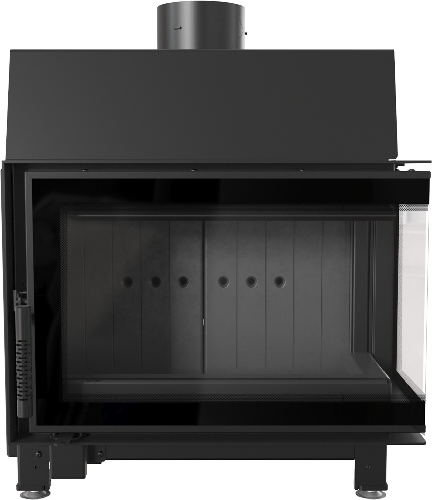 Oceľový krb KRATKI SIMPLE pravý 6 kW Ø 150 čierny thermotec