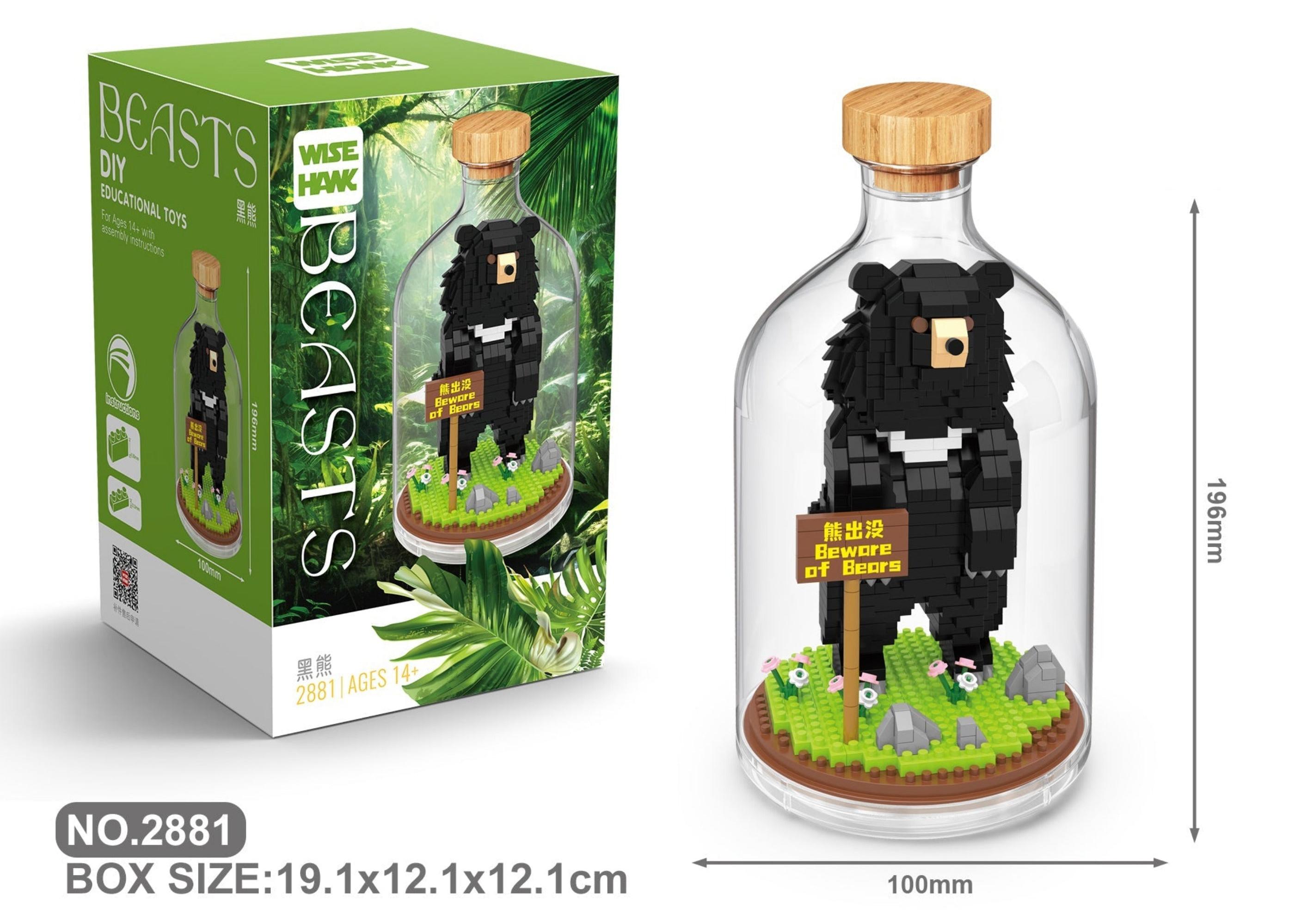 Hnedý medveď stavebné bloky model obrázok medveď upínacie bloky fľaša Micro-Bricks