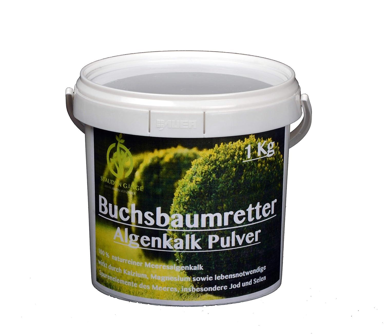 Stauden Gänge Algenkalk Pulver 1kg - im Eimer - Aus 100% reinen Meeresalgen - Regeneration des Buchsbaum beim Buchsbaumzünsler