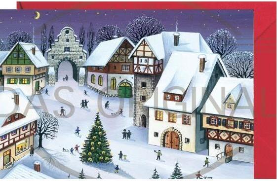 Mini adventný kalendár s obálkou na Štedrý večer, 11,5 x 17 cm