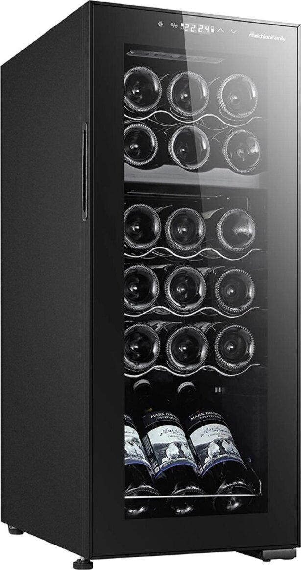 Melchioni Vermentino 18 C Dual, Kompresorové vinotéky, Voľne stojaci, 18 fľaša/fľaše, 70 W, G, Čierna