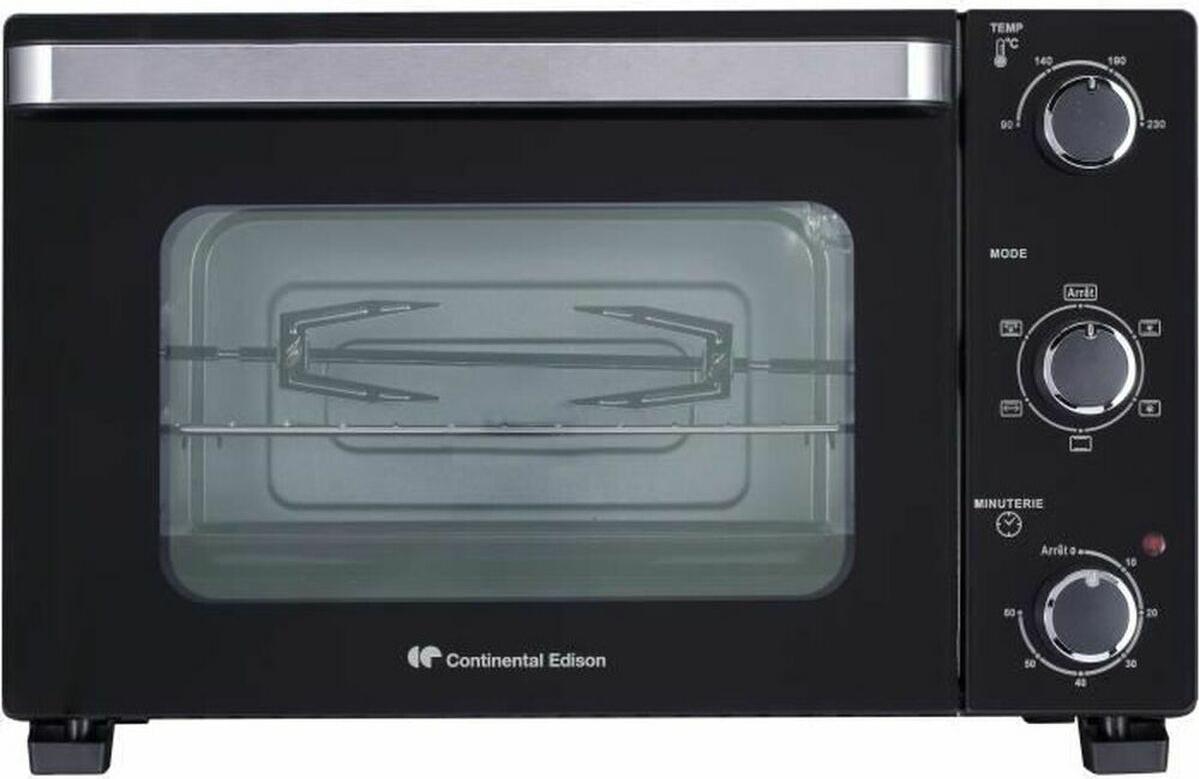 CONTINENTAL EDISON CEMF28B2 - Elektrická minirúra 28L čierna - 1500W - Rotačný rožeň, prirodzená konvekcia