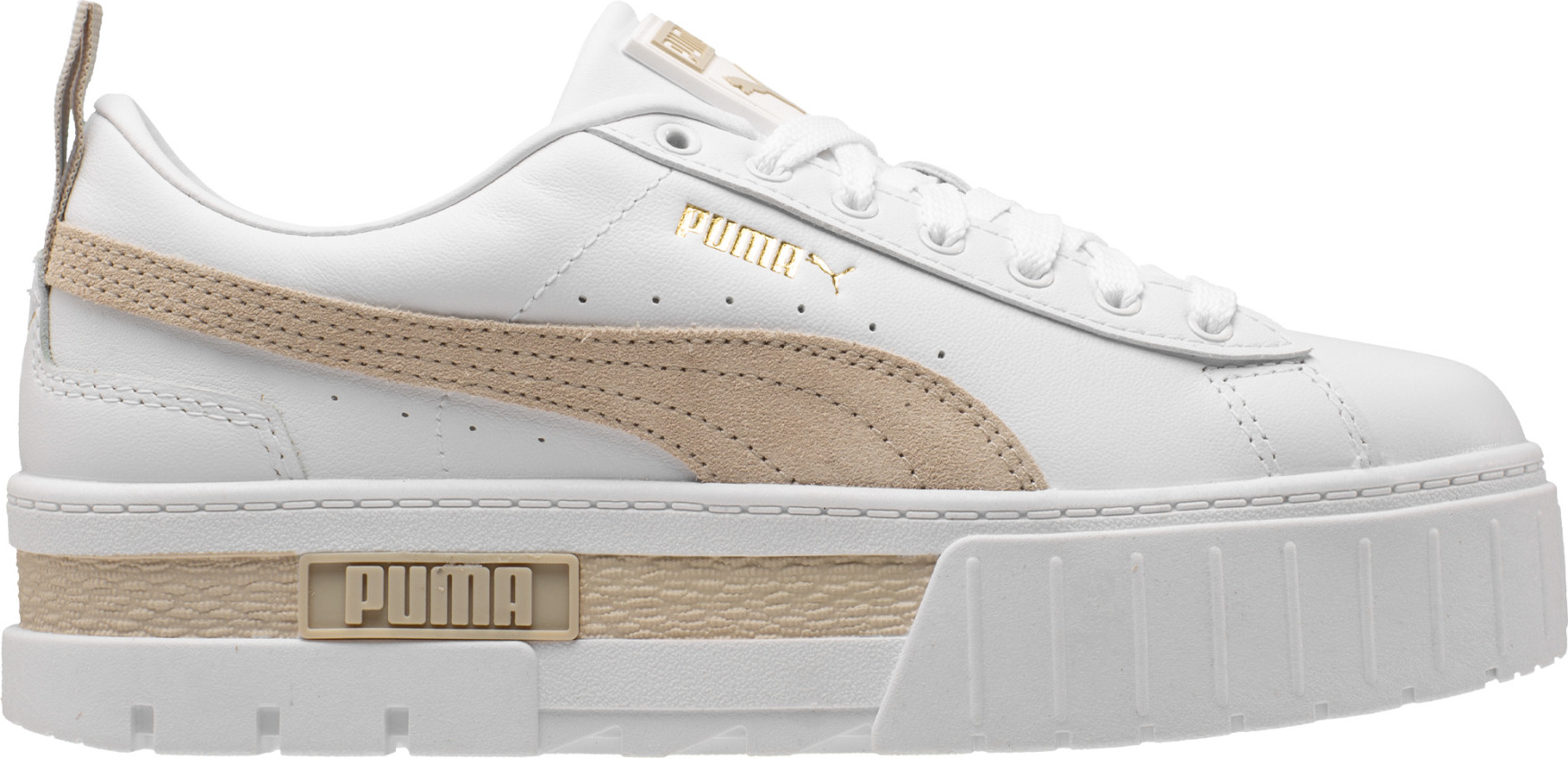 puma blancas y doradas