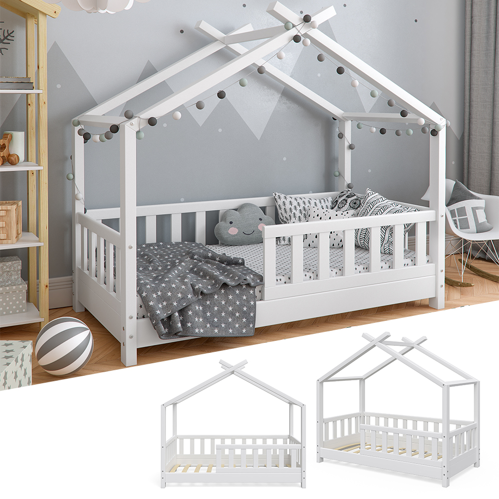 Kinderbett Hausbett DESIGN weiß 70x140cm Zaun | Kaufland.de