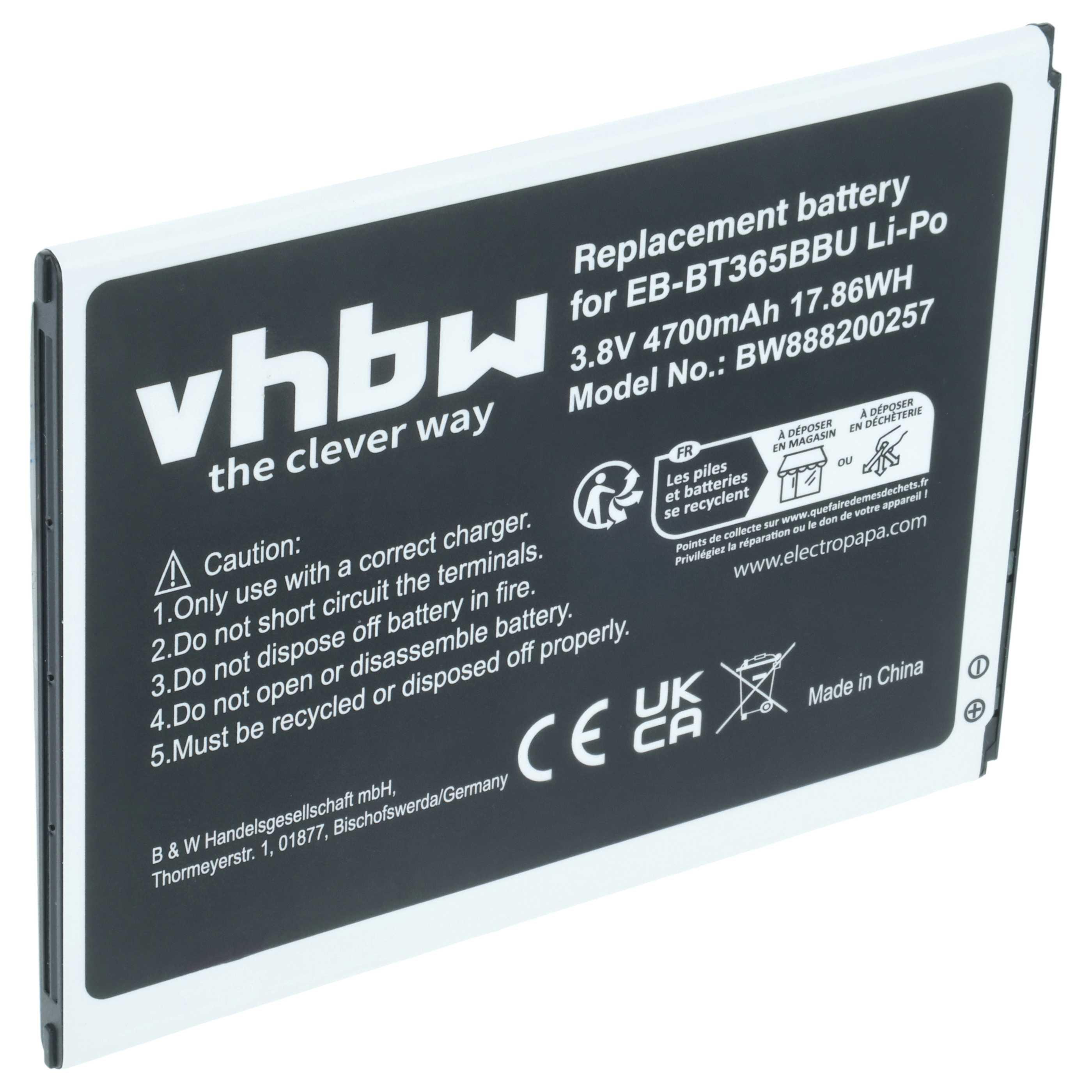 vhbw Akku kompatibel mit Samsung Galaxy Tab Active 2 WiFi, Active 4G, Active 4G LTE, Active LTE, Active 8.0 Tablet Pad (4700 mAh, 3,8 V, Li-Polymer) 154651308-2