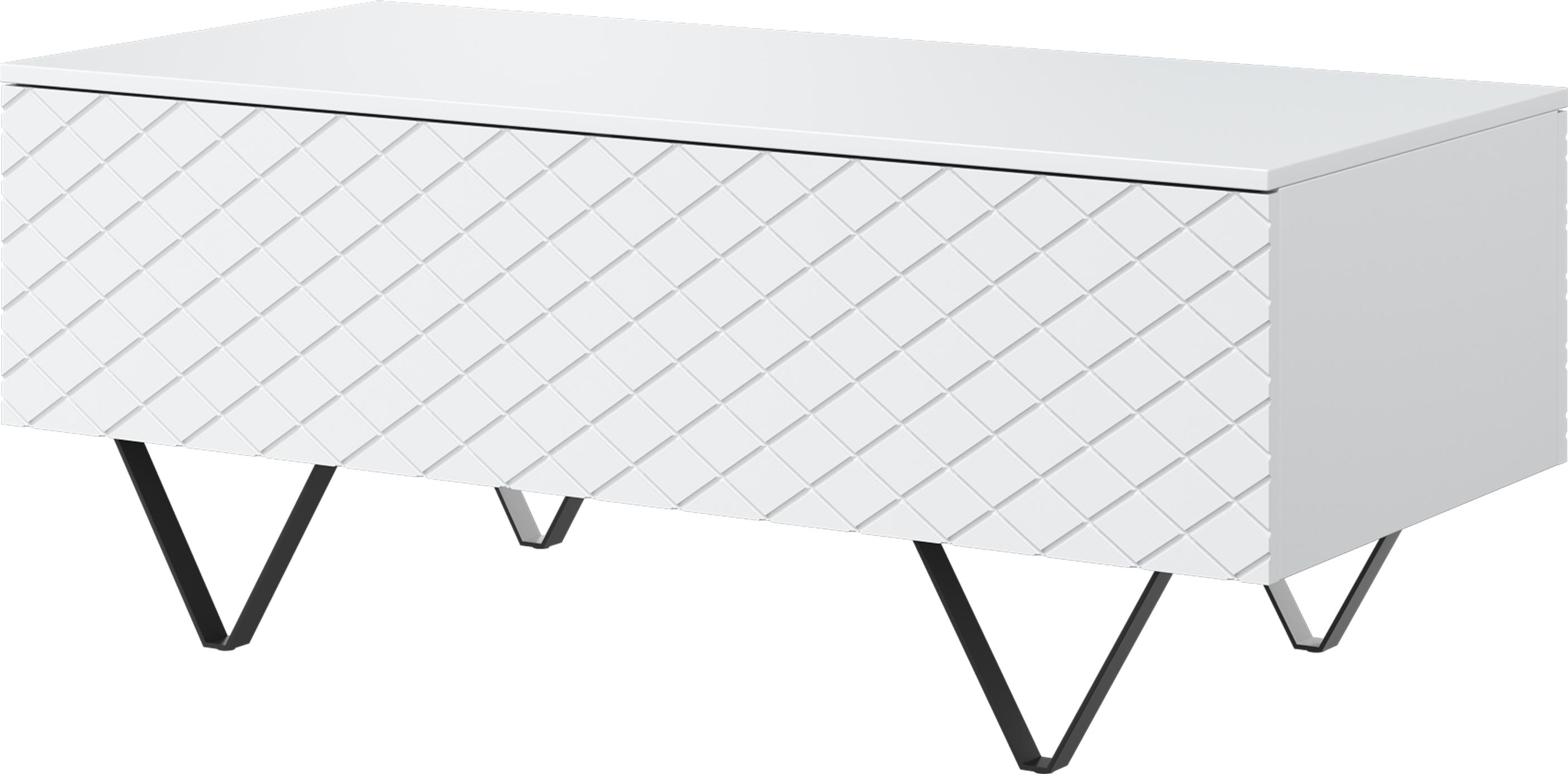 BOGART. Scalia 120 Couchtisch mit Ablage - weiß matt und schwarze Beine SCALIA_STOLIK_KAWOWY_120_2K