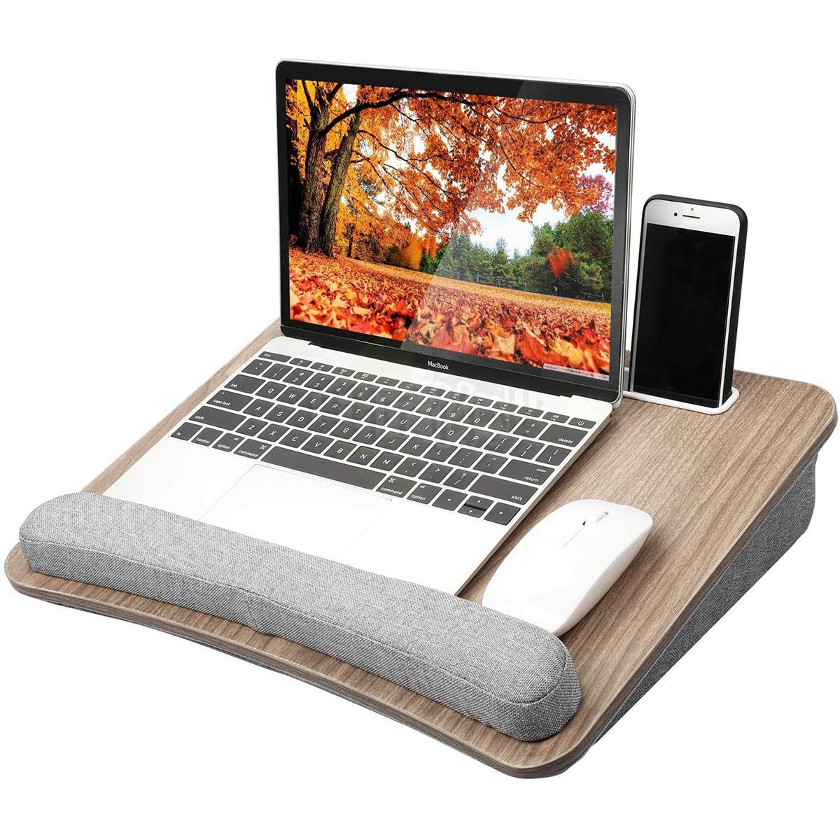 Dopwii Laptop-Schreibtisch, tragbarer Knietisch, mit Kissenkissen, passend für Laptops bis zu 15.6 Zoll, Studenten als Computer-Laptop-Ständer, Buch-Tablet KAUF-WOHN-OS873-020