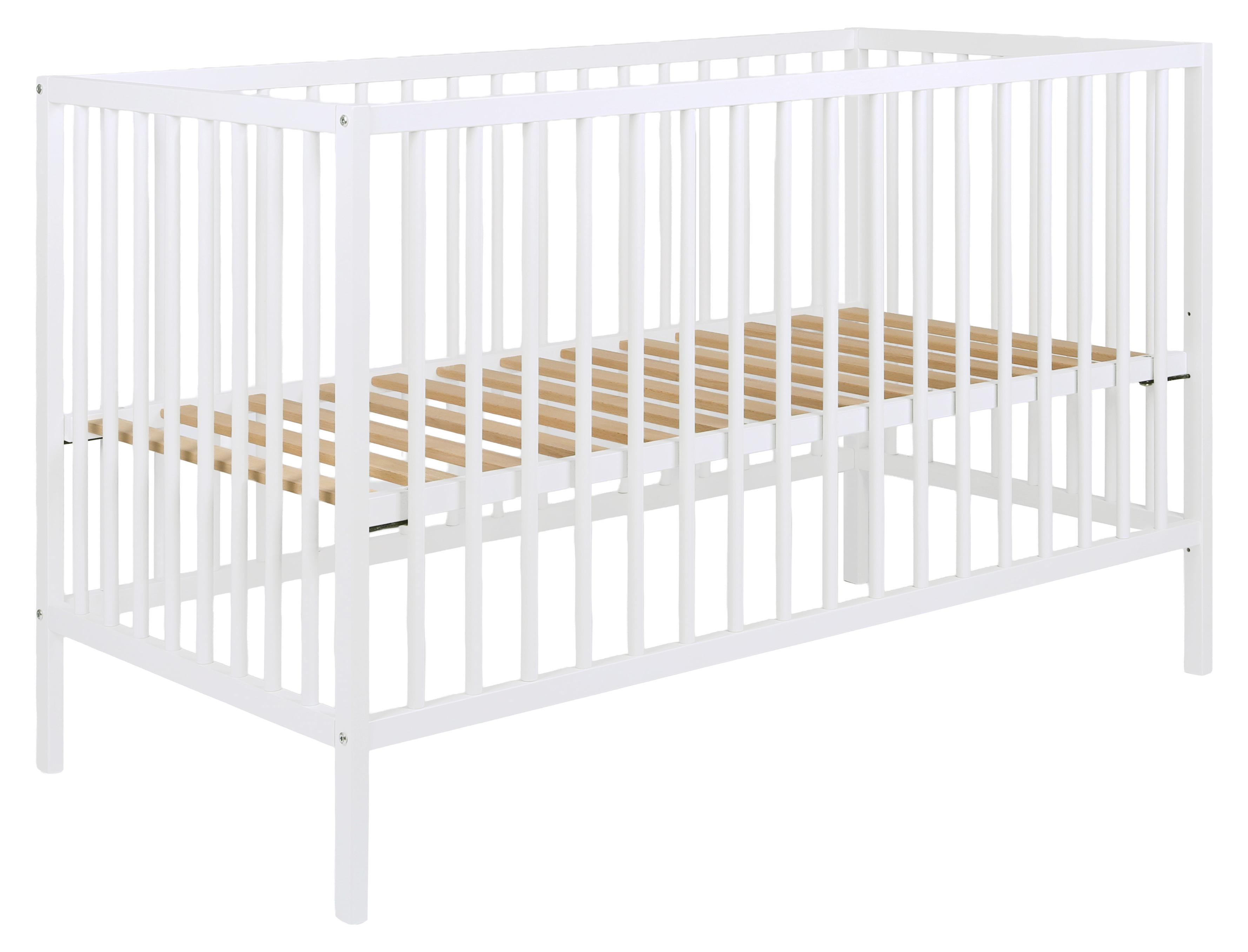 EURO BABY Europe Baby Solid Beech Babybett - 60 x 120 cm - Weiß | Babybetten 647653