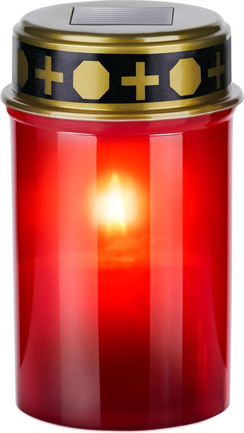 Grundig Kerze für Verstorbene (Friedhof) mit Solar-LED-Licht