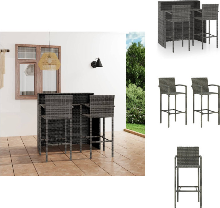 vidaXL 3-dielny záhradný barový set sivý - Záhradné nábytkové zostavy