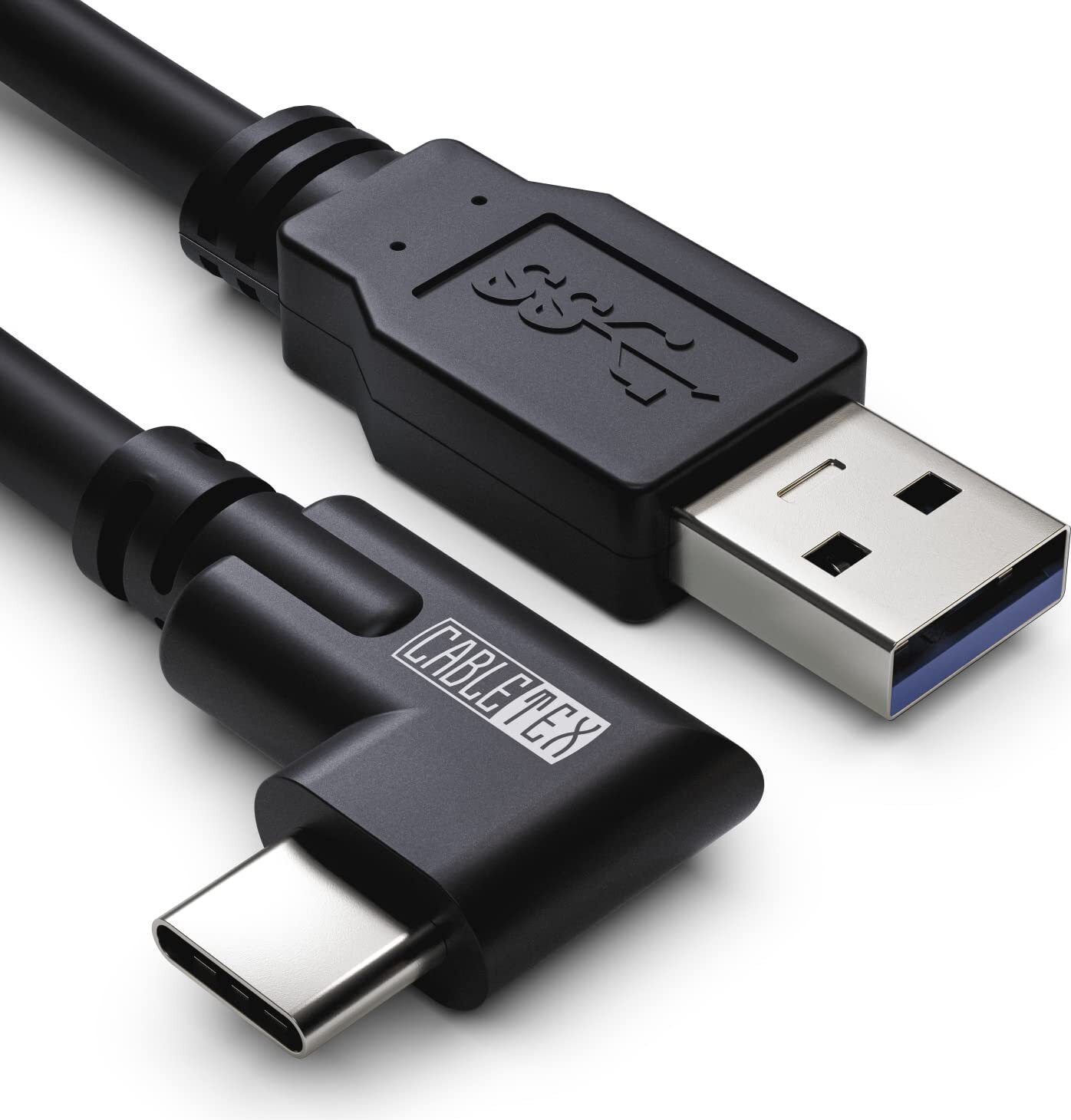 CABLETEX 5 Meter für Meta Quest 3, Oculus Quest 2 Link Kabel USB C auf USB A | USB 3.2 für Virtual Reality VR Brillen, MacBook Pro und Smartphones - Schwarz typ-c-a-3.1-90-5-SCHWARZ