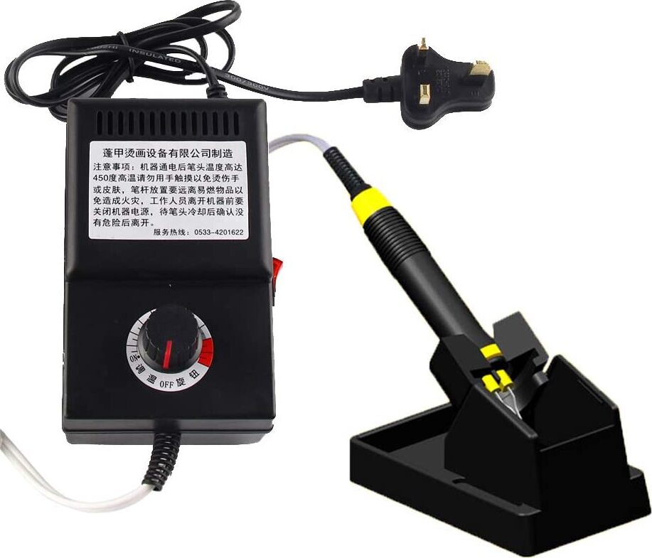 ele eleoption Brandmalerei,25W Gourd Crafts Holzverbrennungskits Pyrographie-Maschine mit 10 Stück Pyrographie-Tipps, Stift und Halterung