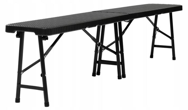 BankettMobel EU Gartenbank Für Catering Und Bankette, Klappbar, Aus Rattan, 183 X 30 Cm, Schwarz 0148-ARP