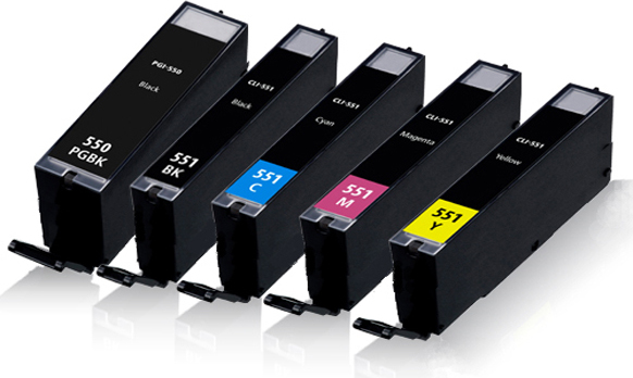 Print-Klex GmbH & Co.KG 5x XL Tintenpatronen für Canon Pixma MG-7150 Pixma MG-7160 Pixma MX-722 Pixma MX-725 Pixma MX-922 Pixma MX-925 Pixma MG-5440 Pixma MG-5450 Pixma MG-5470 Pixma MG-5520 Black Cyan Magenta Yellow ACM-1708-CLI550A7