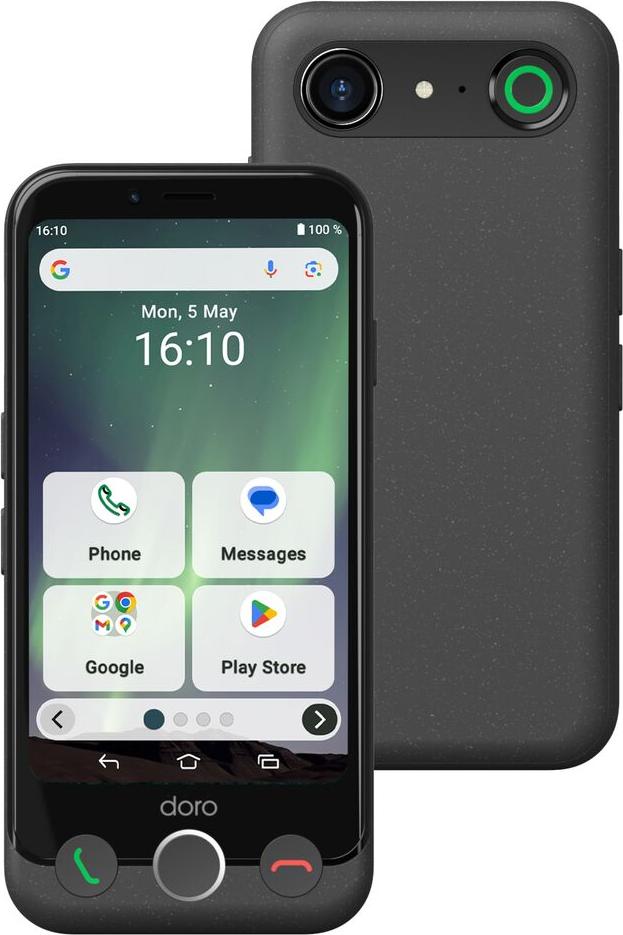 Doro Aurora A10, 11,4 cm (4.5"), 4 GB, 64 GB, 13 MP, Android 14, Čierna