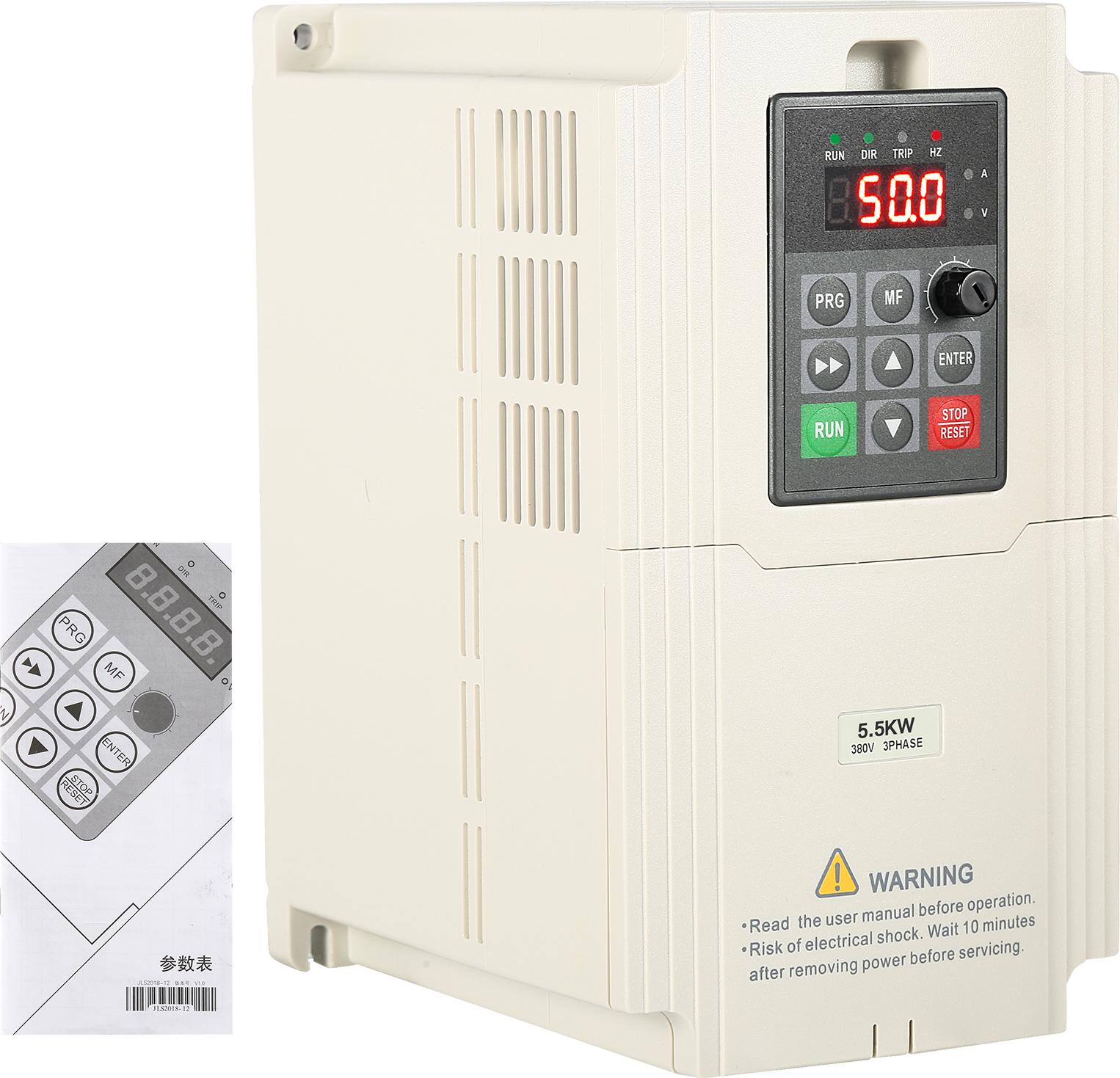 TWO TREES 380V 5,5KW Frequenzumrichter VFD – 3-Phasen Eingang und Ausgang, Motor Drehzahlregler mit Frequenzwandler