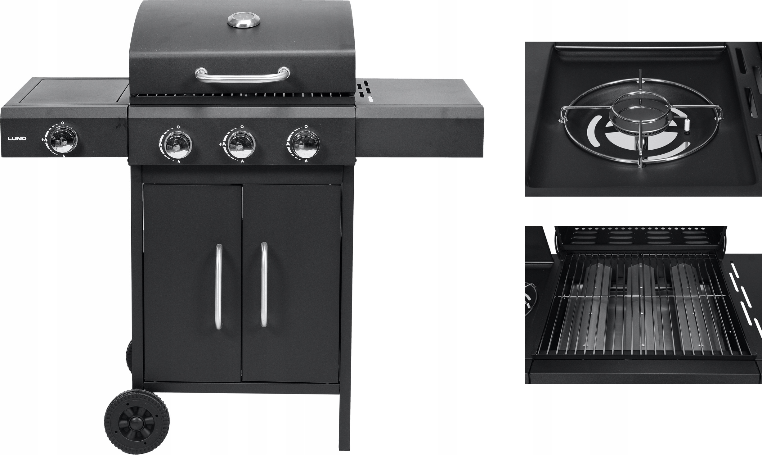 Plynový gril 6 kW, 3+1 horák, oceľ 106 × 52,8 × 101,6 cm
