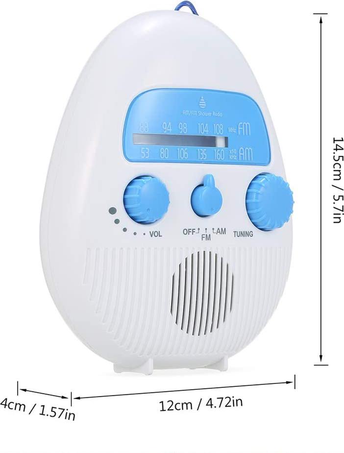 Cocosity Mini Duschfunk wasserdichte Badebatterie Batterie FM/Am