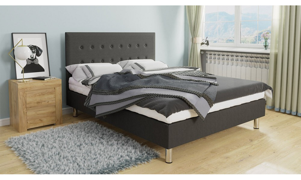 Čalúnená manželská posteľ 140x200 NECHLIN 3 - šedá